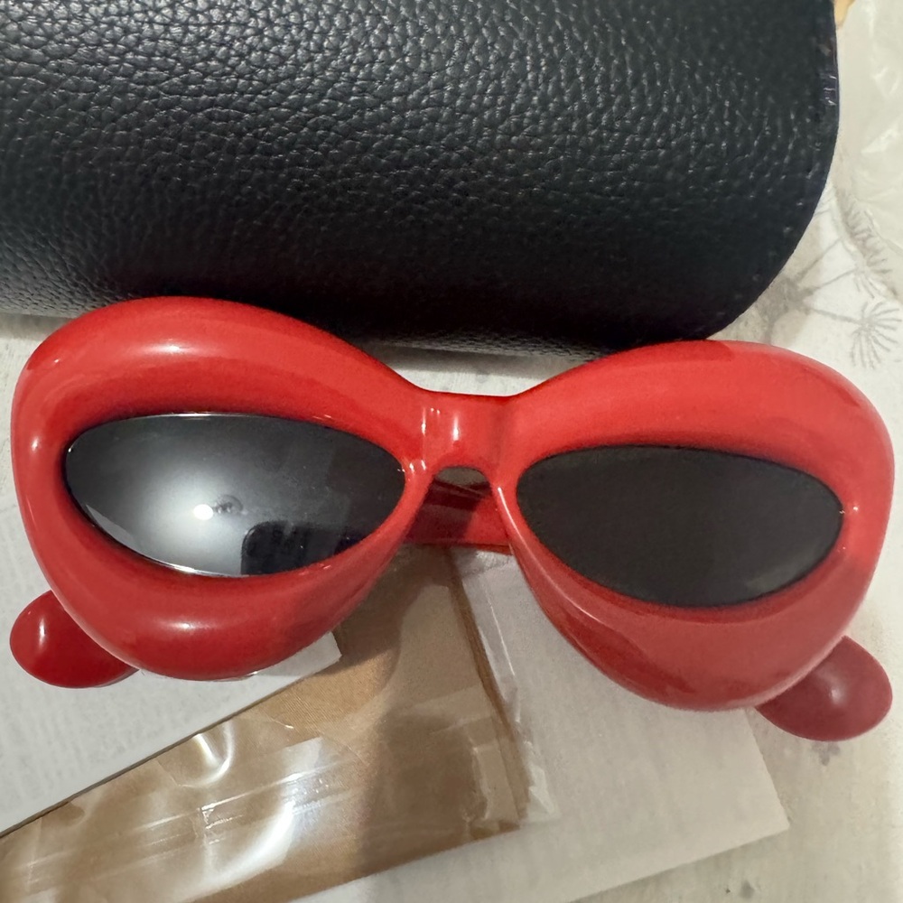 Loewe 55MM inflated Cat eye Sunglasses shiny red
